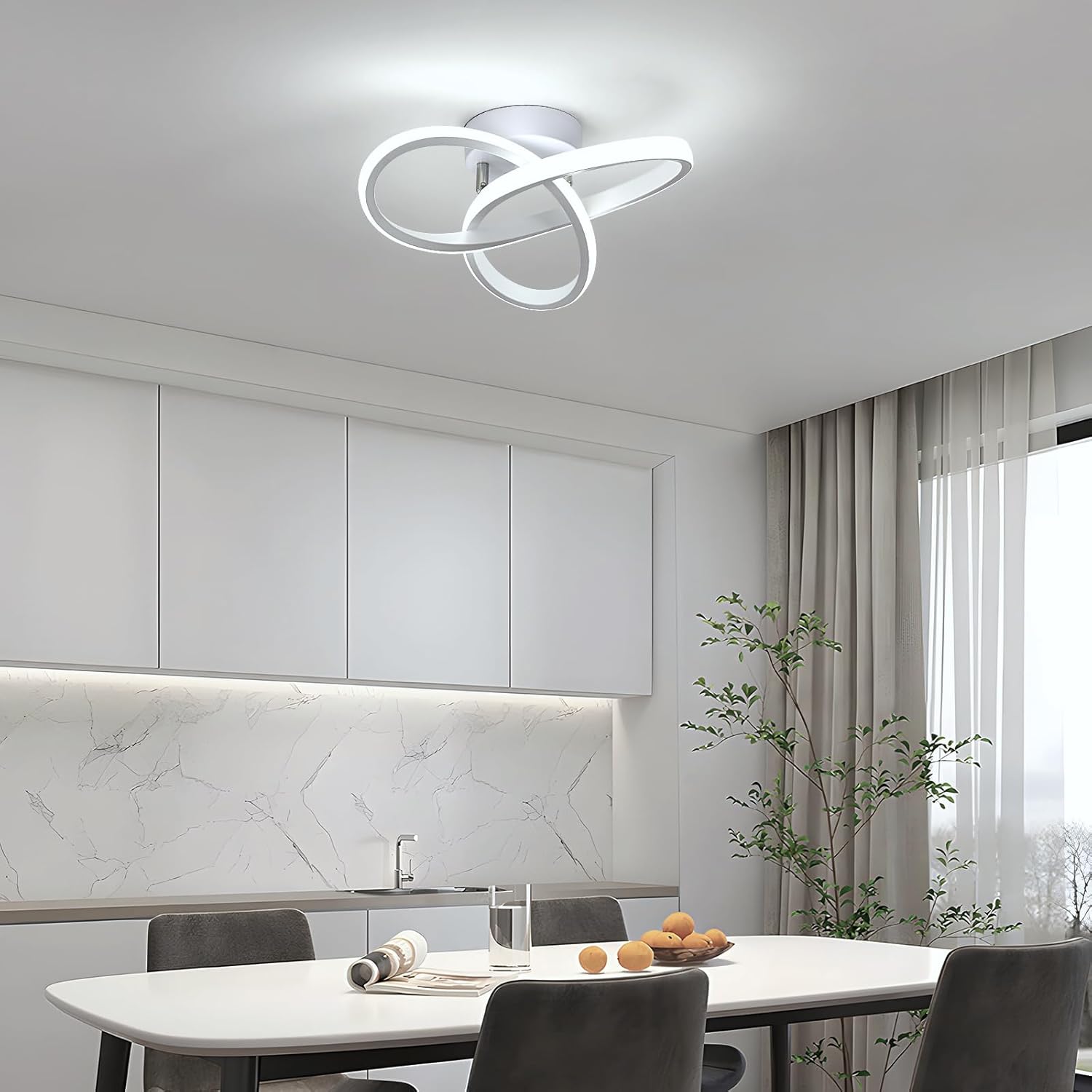 Ceiling Light - White Aluminium Frame, White Light