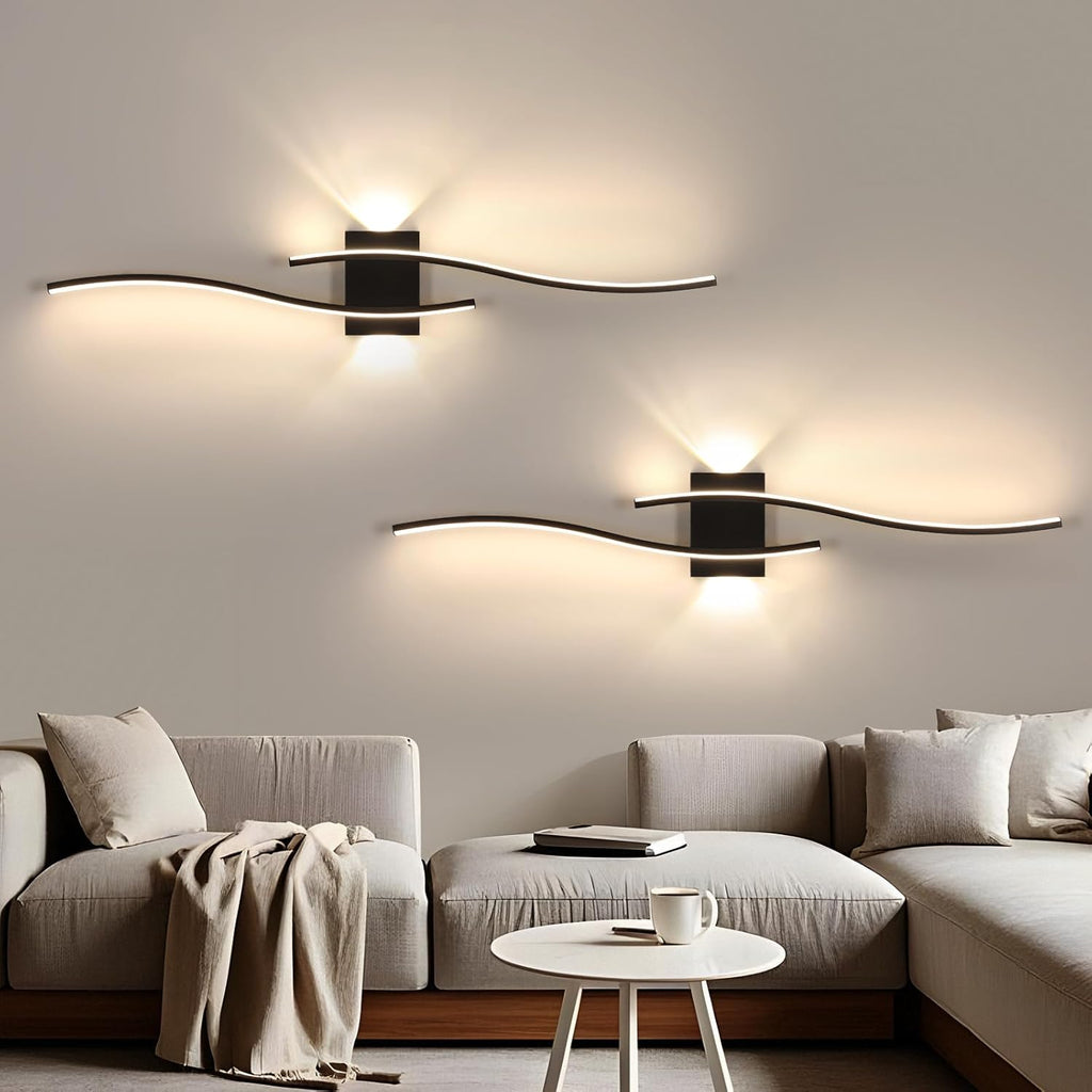 Applique da Parete - Struttura in Alluminio Nero, Luce Naturale
