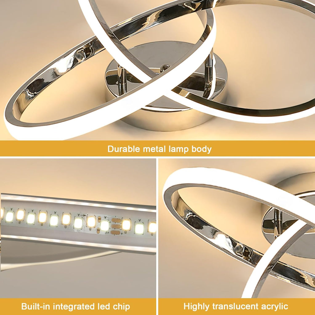 Ceiling Light - Chrome Aluminium Frame, Warm Light
