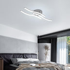Comely Plafonnier Moderne, Argenté Elégant 3 Forme de Vague Luminaire Plafonnier Blanc Froid 6500k, Lampe LED Plafond pour Salon, Chambre à Coucher, Cuisine et Salle à Manger
