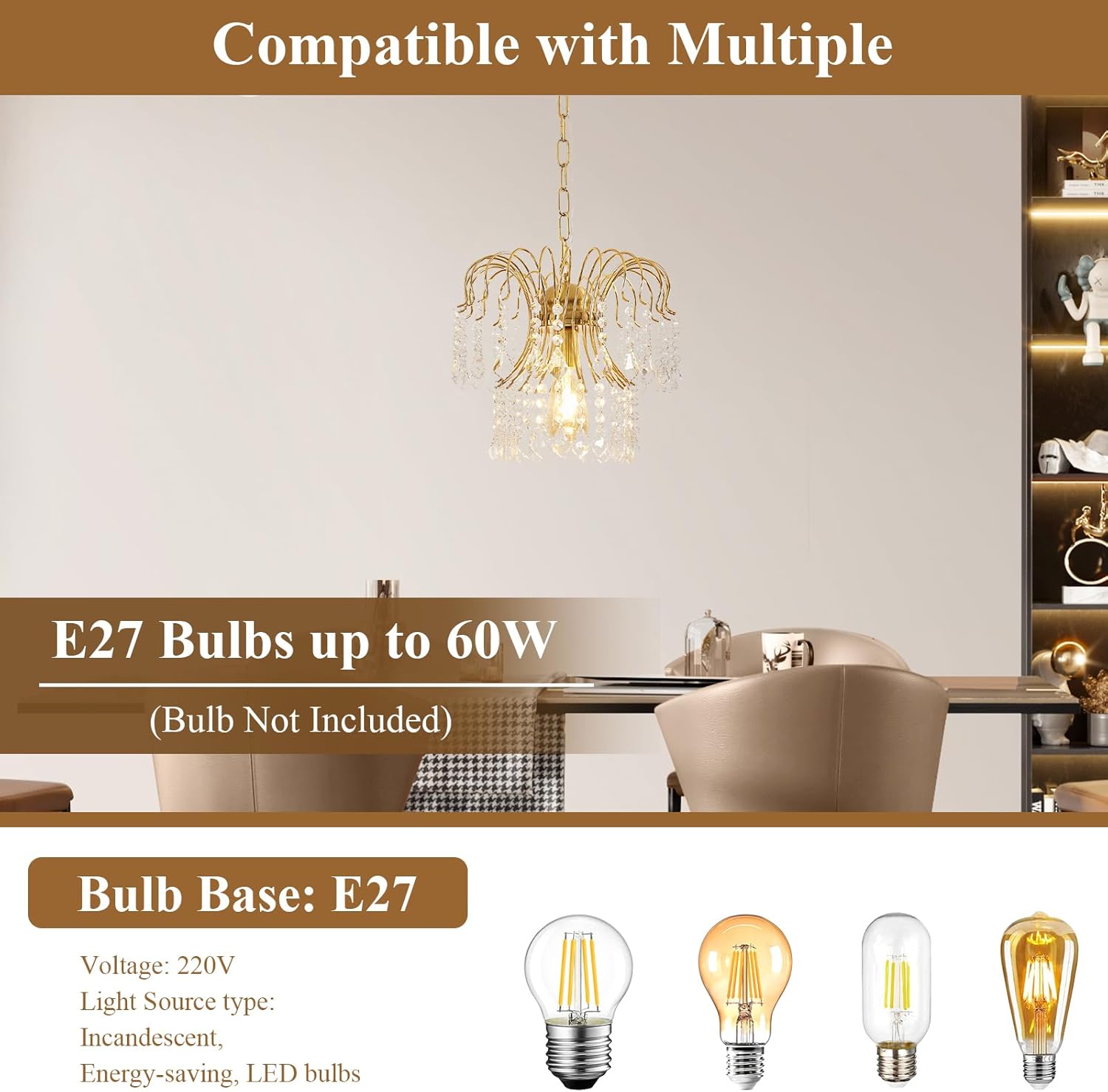 Chandeliers - Gold Metal Frame