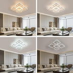 Comely Plafonnier LED Dimmable, Blanc 5 Carré 57W 6400LM Lampe de Plafond LED avec Télécommande 3000K-6500K, Luminaire Plafonnier Moderne pour Salon, Chambre, Salle à Manger