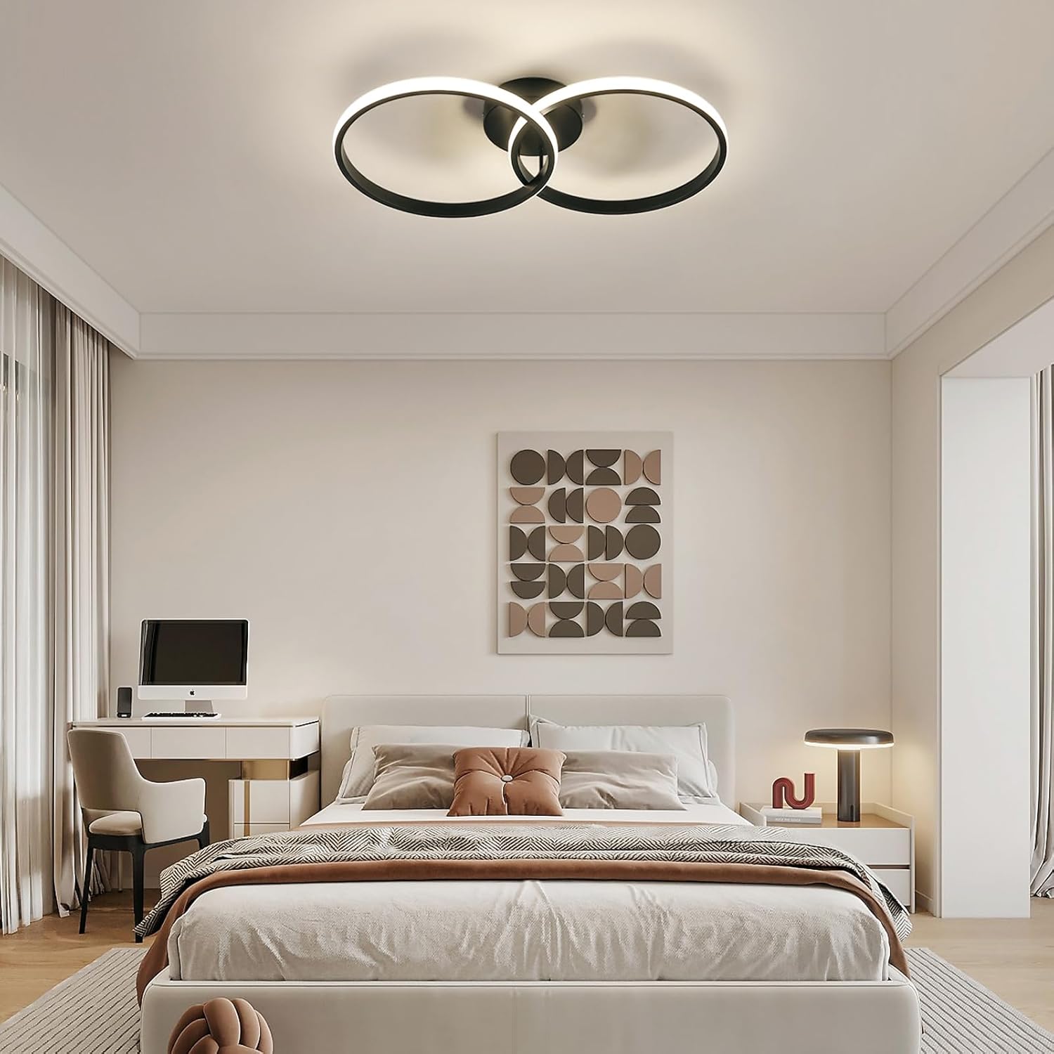 Ceiling Light - Black Aluminium Frame, Tunable and Dimmable