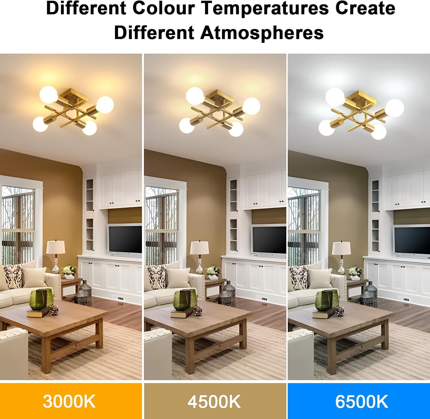 Ceiling Light - Gold Metal Frame