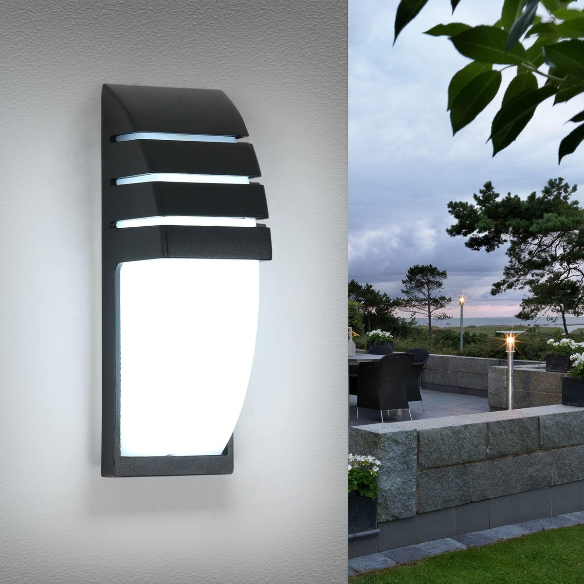 Comely Outdoor Wandleuchte, 12W schwarze Outdoor / Indoor Wand Laterne IP65 wasserdicht, Aluminium Wand Sconce Lampen Leuchten f¨¹r Veranda Vordert¨¹r Patio Garten, Cool Wei? 6500K
