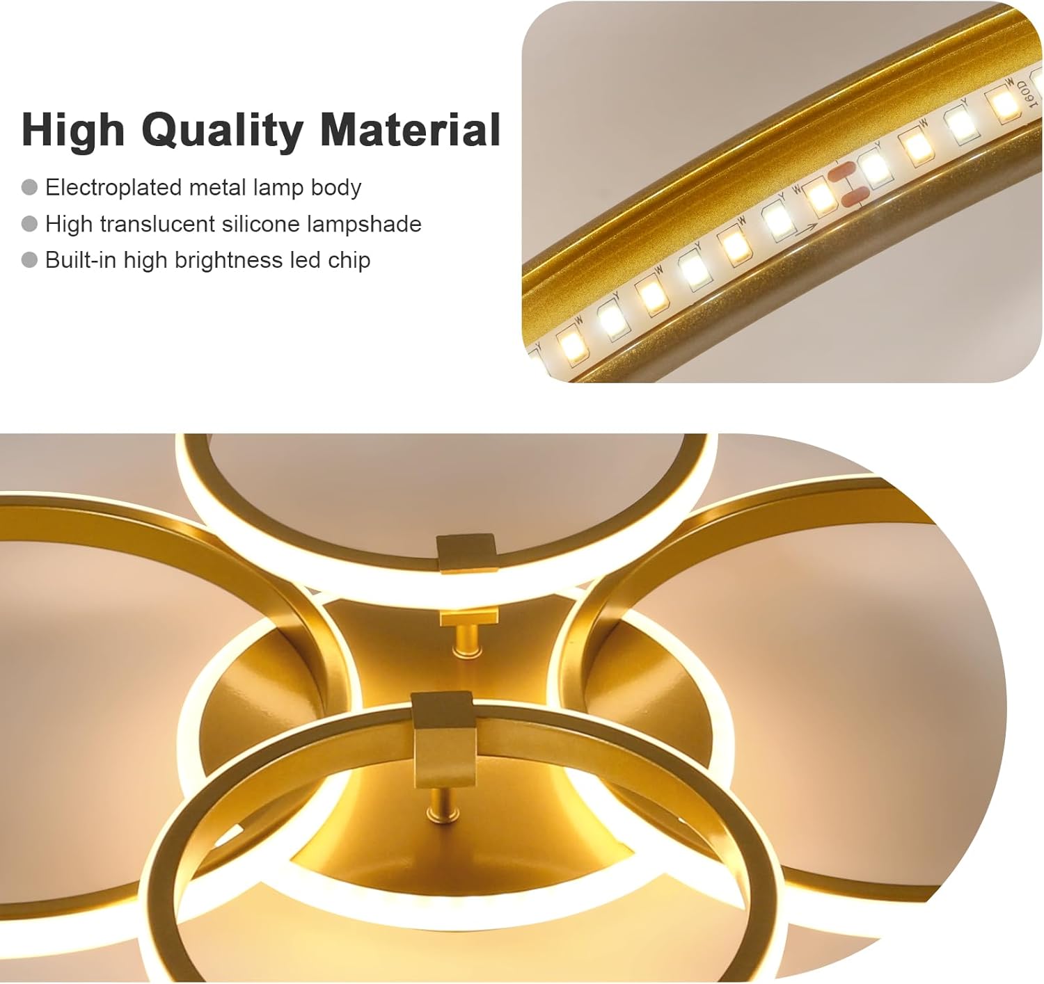 Ceiling Light - Gold Acrylic Frame, Tunable and Dimmable