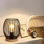 Comely Lampe de Bureau Rétro, Noir Lampe de Chevet pour Ampoule E27, Avec Prise et Interrupteur pour Chambre Salon Bureau Café Bar (Sans Ampoule)