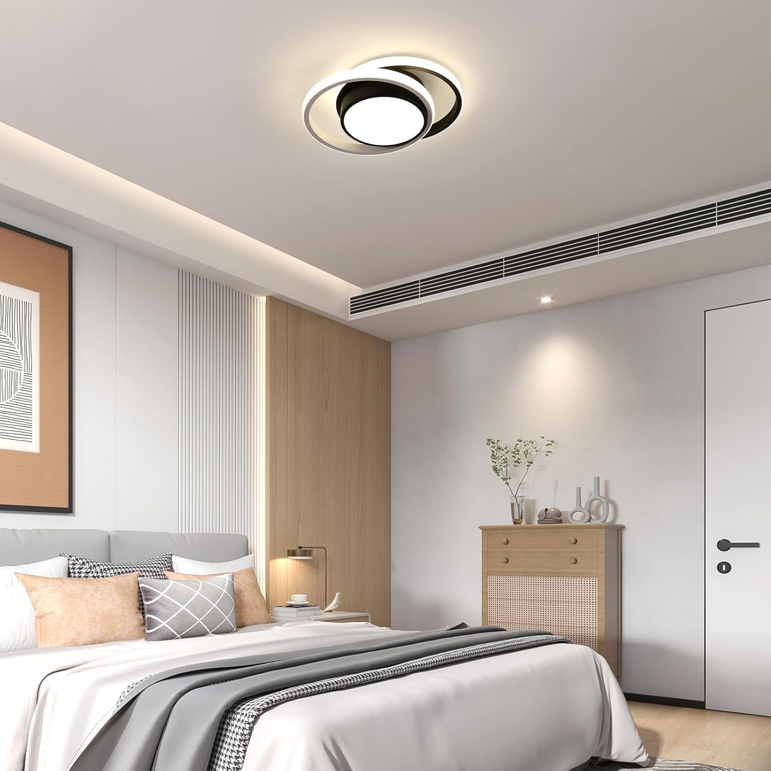 Deckenleuchte - Rahmen aus Schwarz-Weiß-Aluminium, Naturlicht