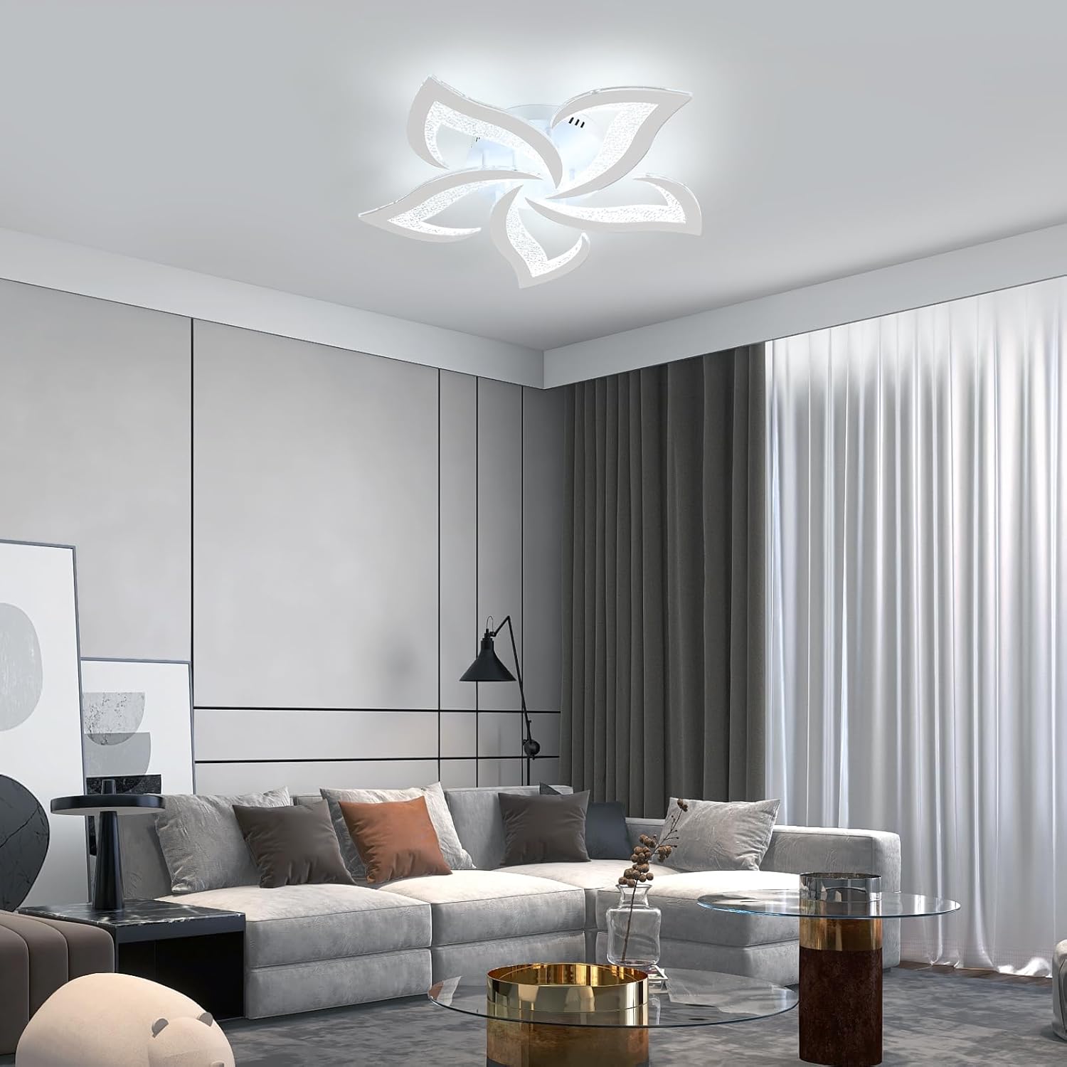 Ceiling Light - White Acrylic Frame, White Light