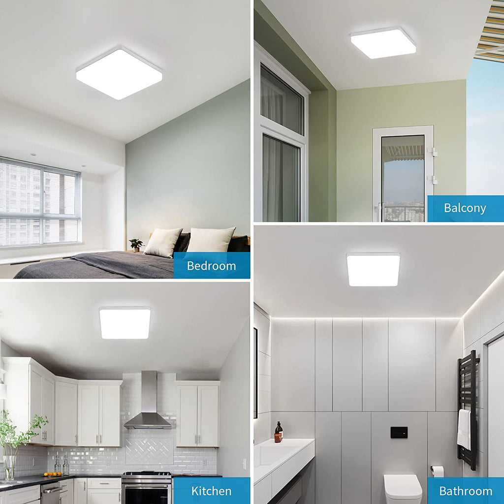 Ceiling Light - White Plastic Frame, White Light