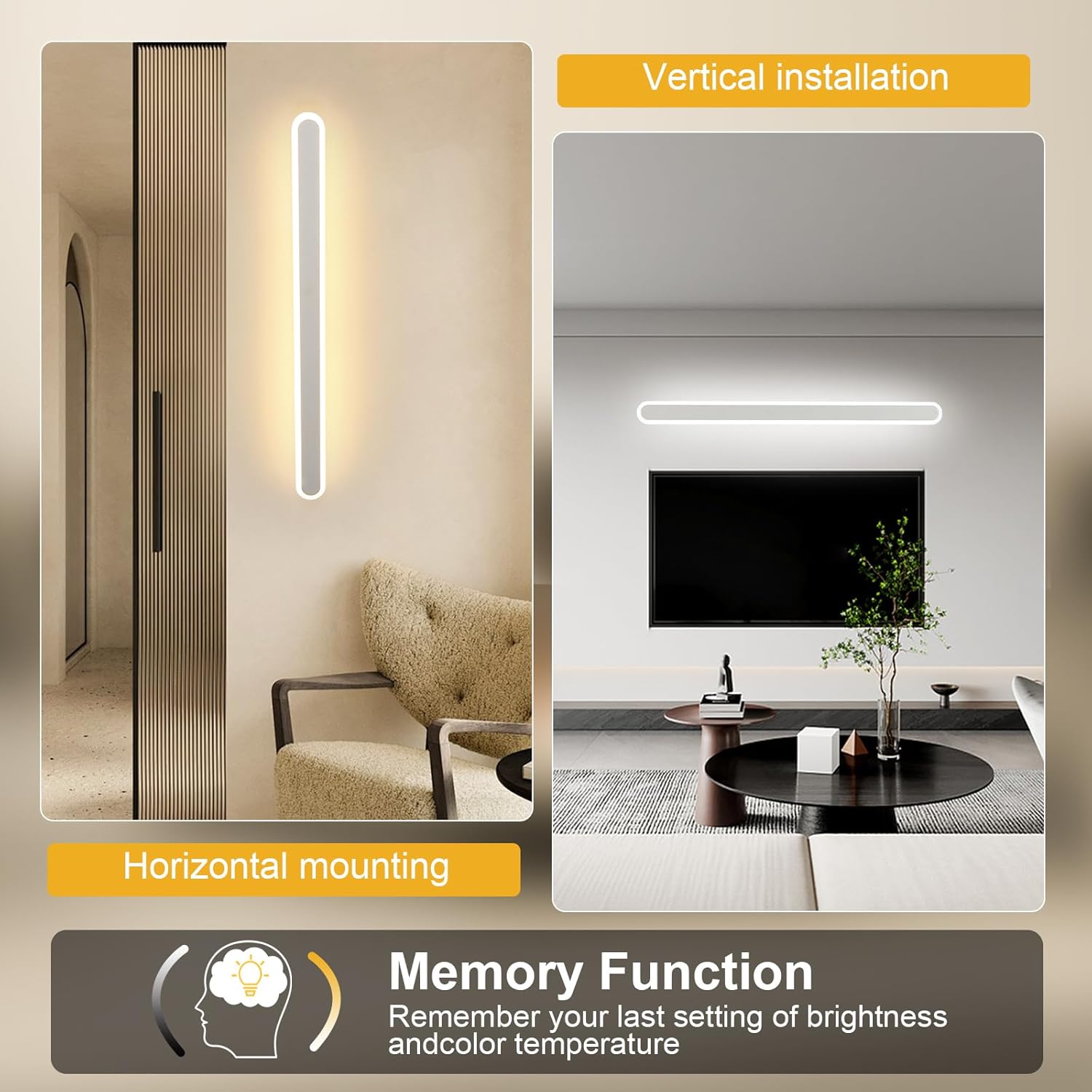 Wall Light - White Metal Frame, Tunable and Dimmable