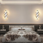 Applique - Telaio in alluminio color argento, luce calda