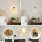 Chandeliers - Gold Glass Frame, Warm Light