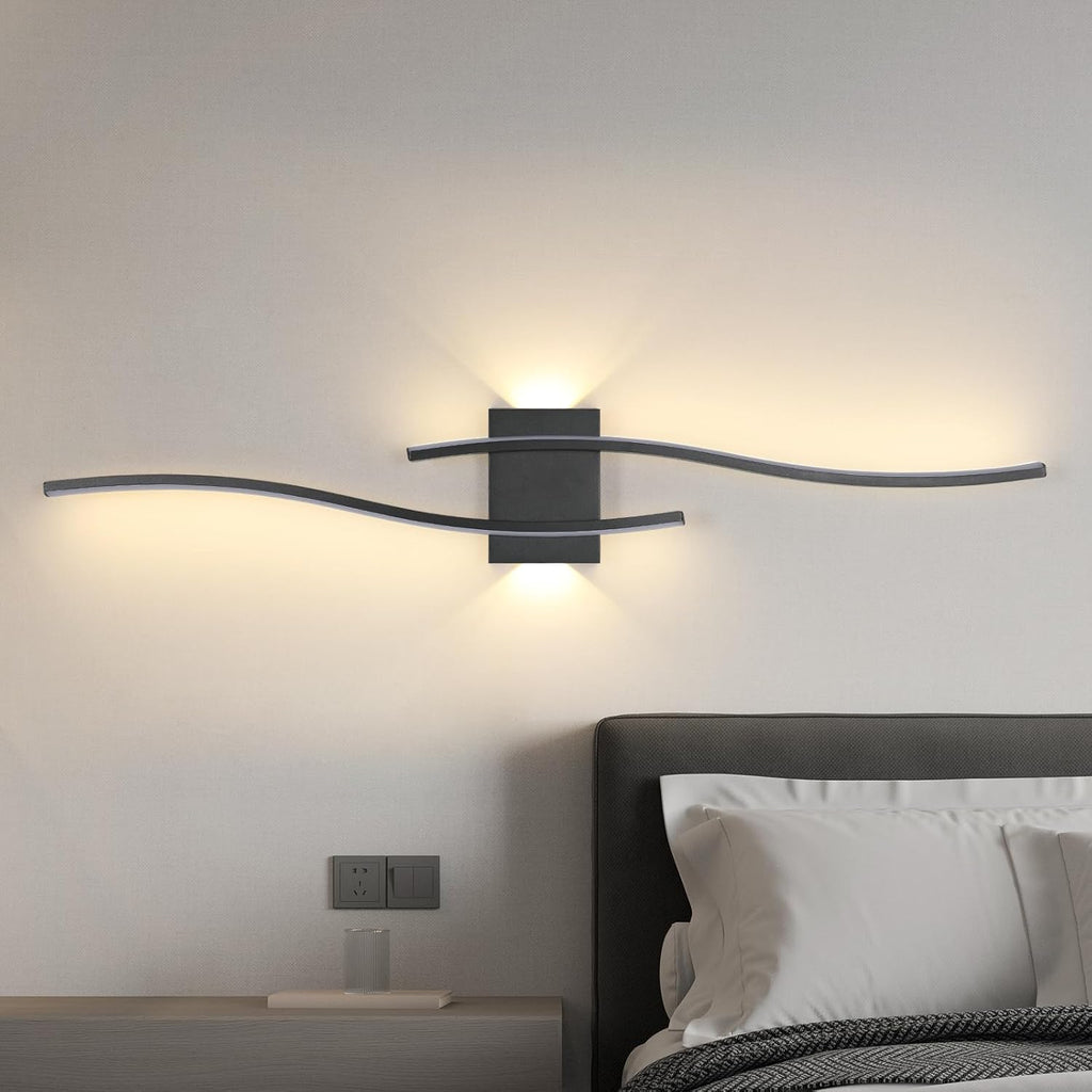 Applique - Telaio in alluminio nero, luce calda