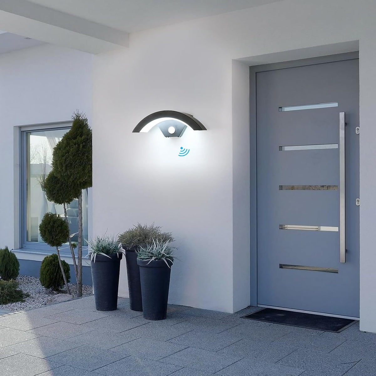 Wall Light - U-Shaped, Black Metal Frame, White Light