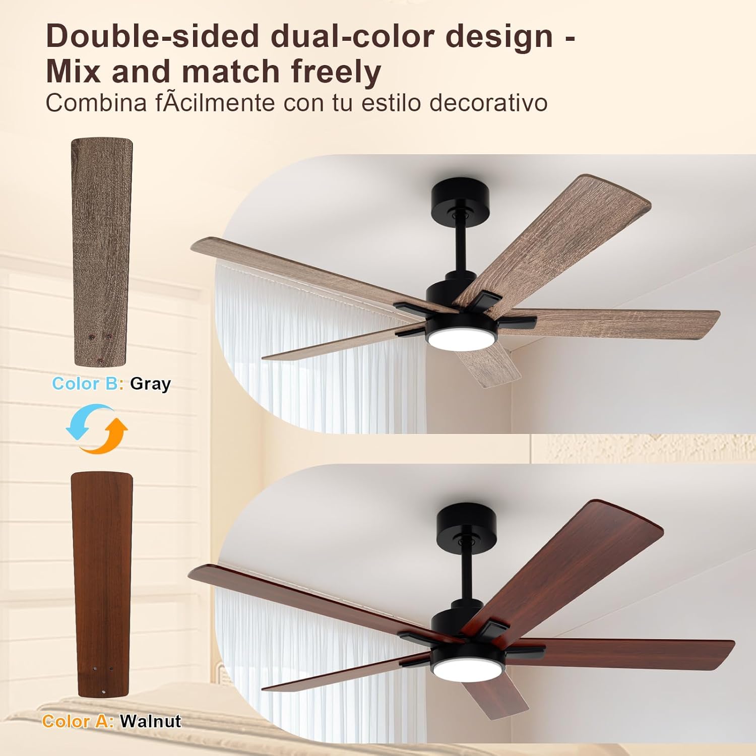 Ceiling Light - Black Wood Frame, Tunable and Dimmable
