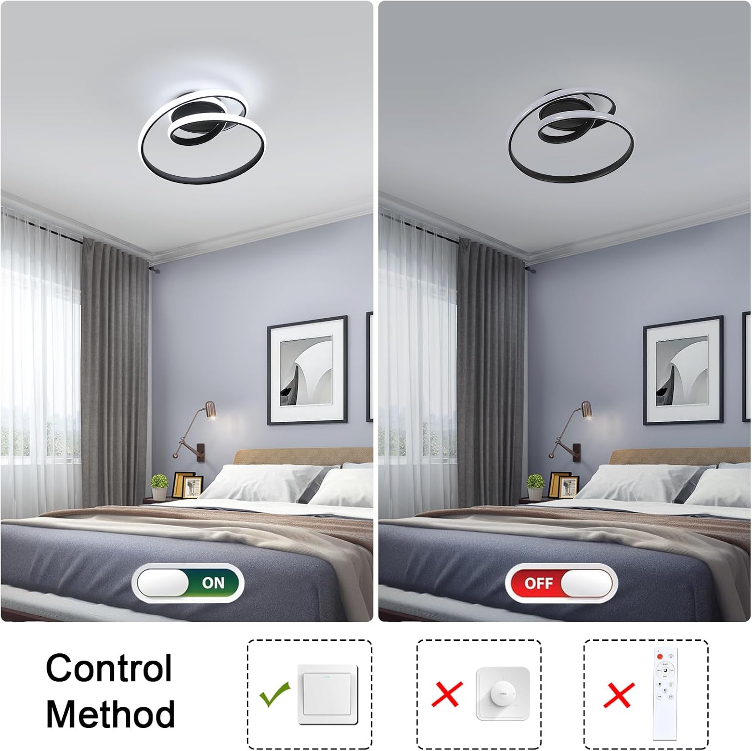 Ceiling Light - Black Aluminium Frame, White Light