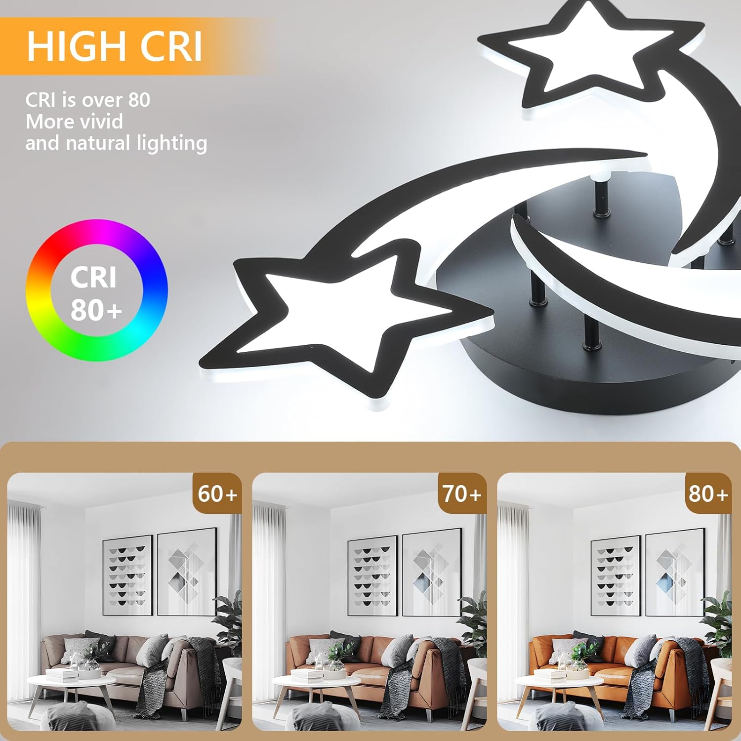 Ceiling Light - Black Acrylic Frame, Tunable and Dimmable