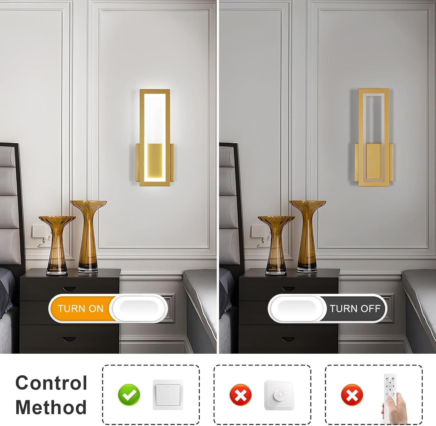 Wall Light - Gold Acrylic Frame, White Light