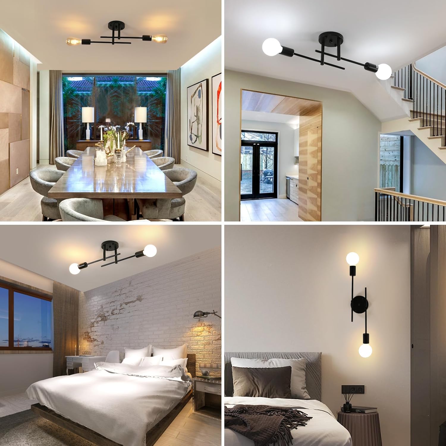 Ceiling Light - Black Metal Frame