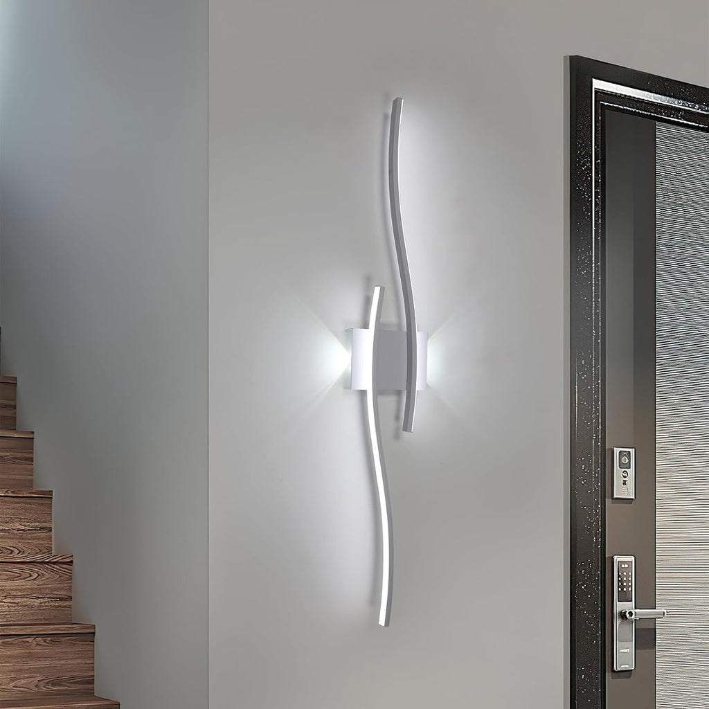 Applique da Parete - Struttura in Alluminio Bianco, Luce Bianca