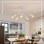 Industrial E27 Ceiling Light, 5-Light Metal Ceiling Lamp White, Creative Iron Chandelier for Bedroom Living Room Dining Room Hallway Kitchen, ?60cm (Bulb Not Included)