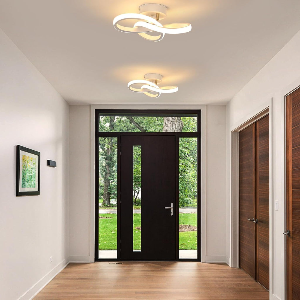 Ceiling Light - White Aluminium Frame, Warm Light