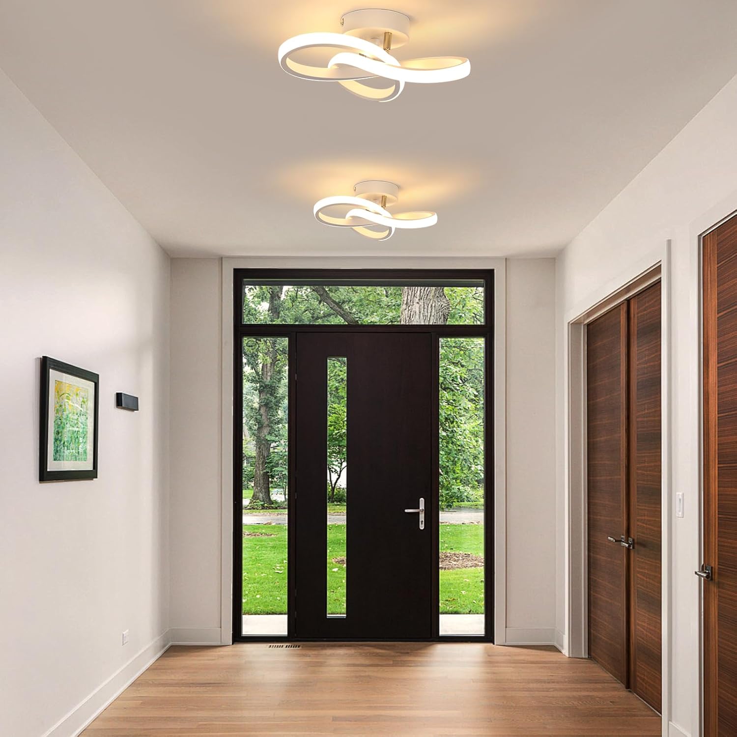 Ceiling Light - White Aluminium Frame, Warm Light
