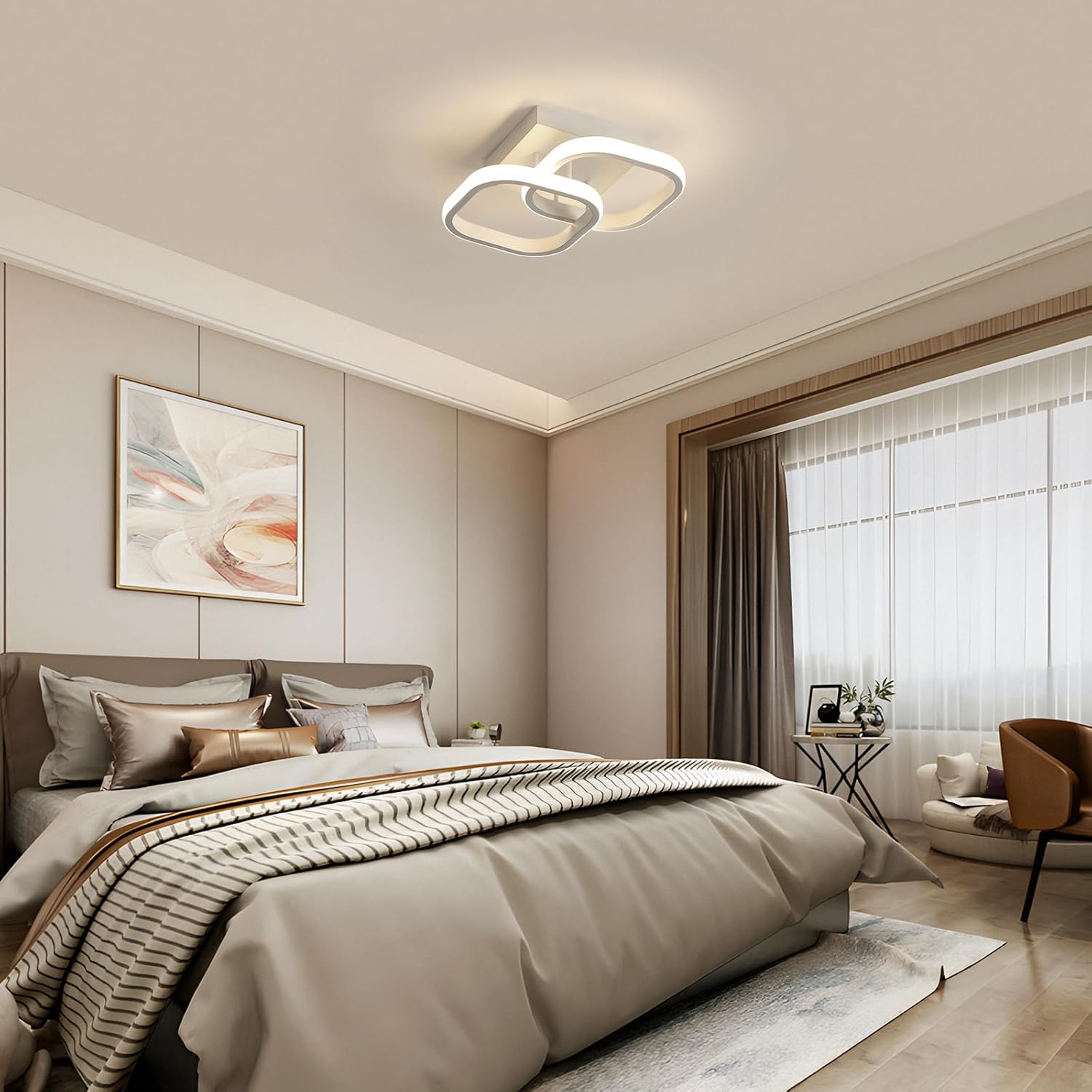 Comely Lot de 2 Plafonniers LED Modernes, 24W 2700LM Petit Plafonnier LED Carré Luminaires Intérieur pour Chambre Salon Allée Couloir Balcon, Lumière Naturelle 4500K, Blanc 24cm