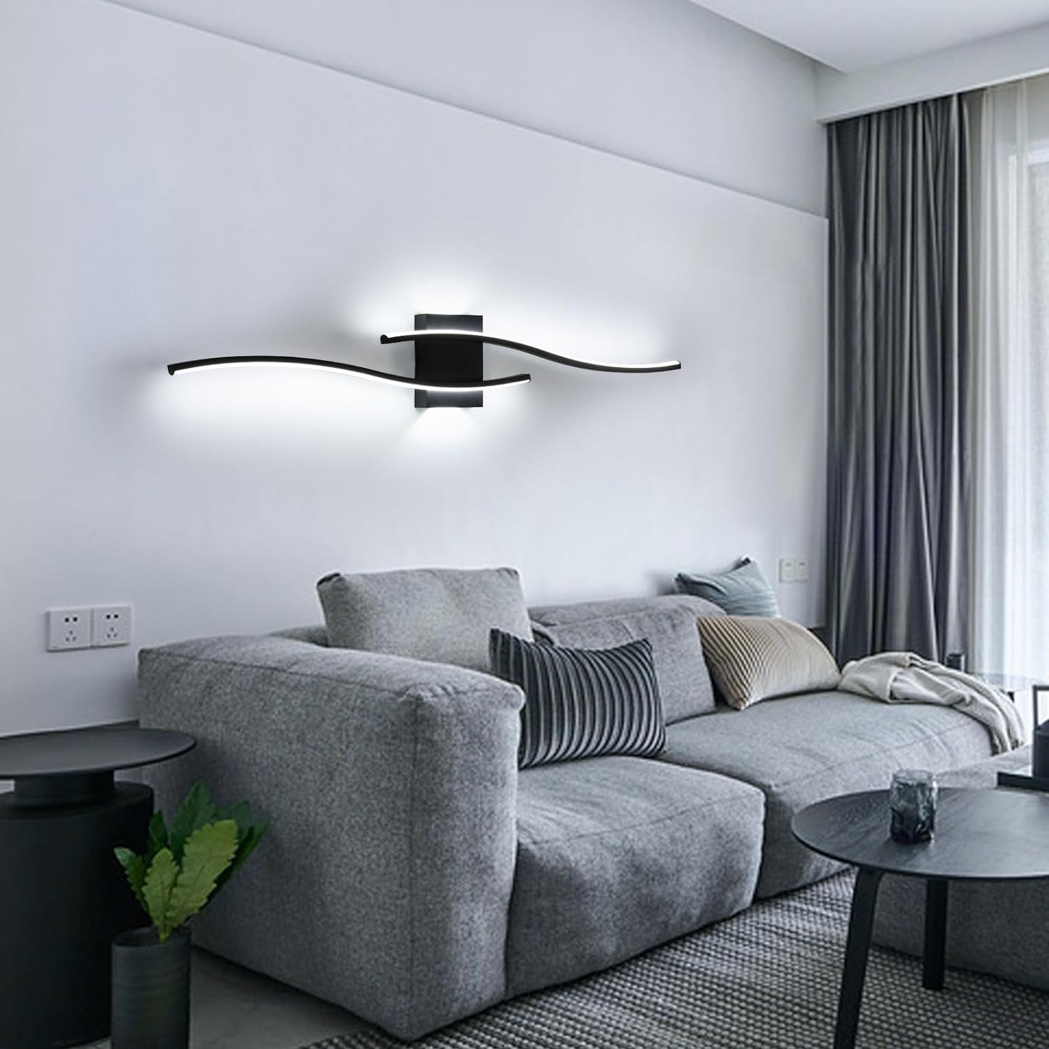 Lampada da parete - Telaio in alluminio nero, luce bianca