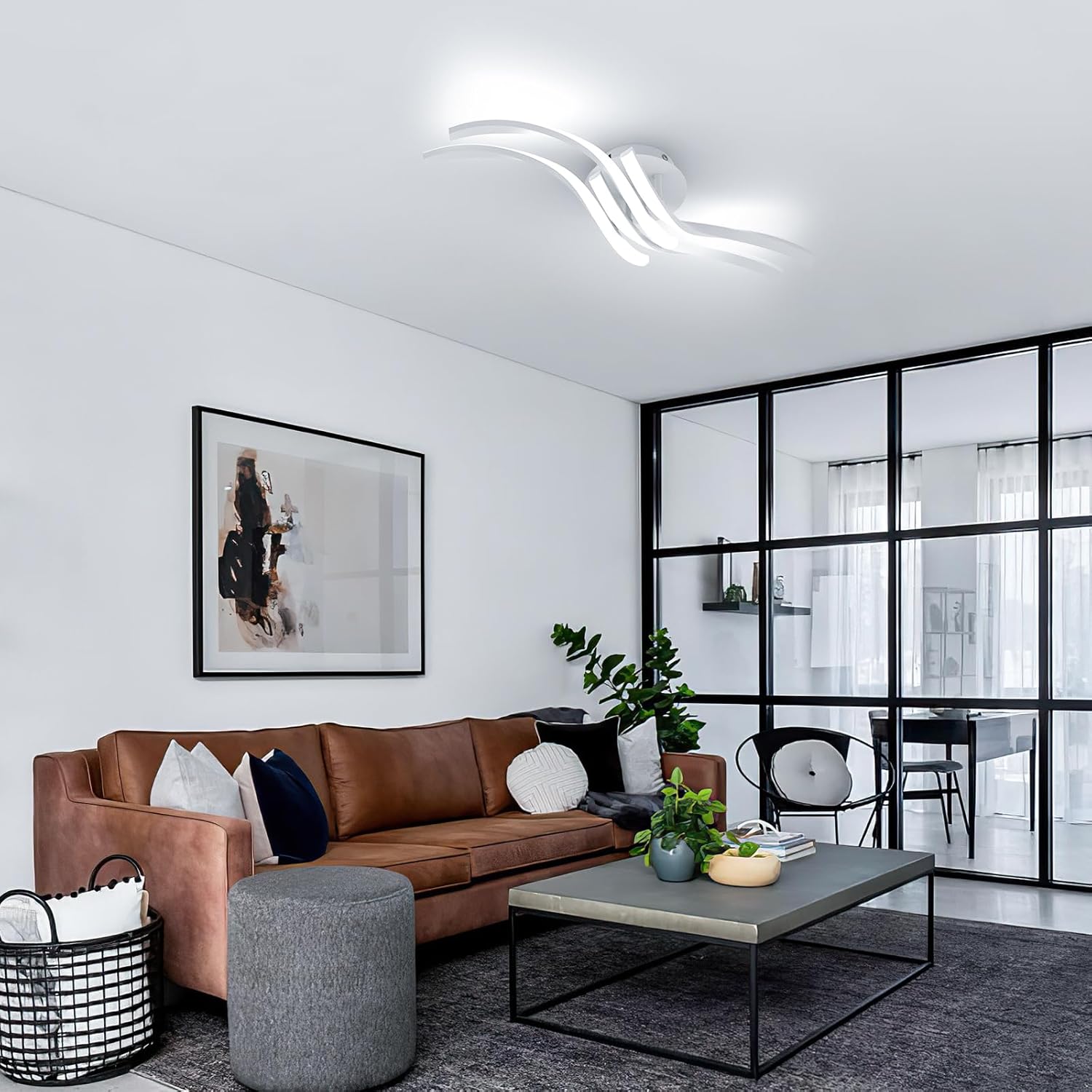 Ceiling Light - White Aluminium Frame, White Light