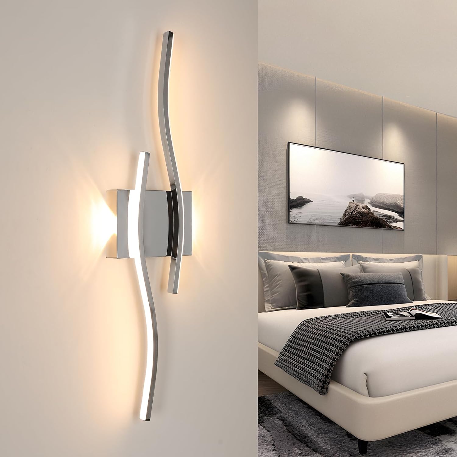 Lampada da parete - Telaio in alluminio nero, luce bianca