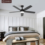 Ceiling Fan Light - Black Wood Frame, Tunable and Dimmable