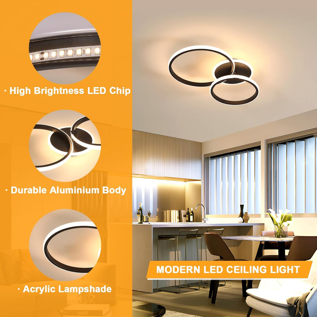 Ceiling Light - Black Acrylic Frame, Warm Light