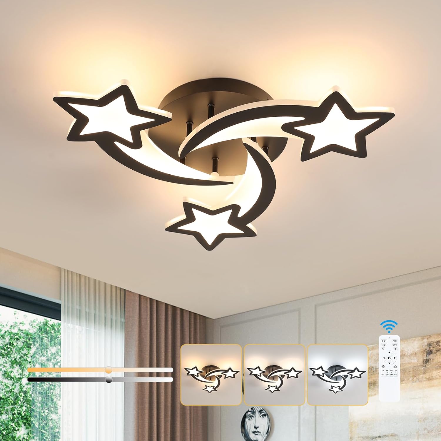 Ceiling Light - Black Acrylic Frame, Tunable and Dimmable
