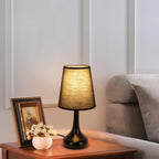 Comely Lampe de Table Rétro avec Abat-Jour en Tissu Noir – Lampe de Chevet Vintage E27, Câble 1,5 m avec Interrupteur, Lampe Décorative pour Chambre Salon Bureau