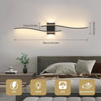Applique - Telaio in alluminio nero, luce calda