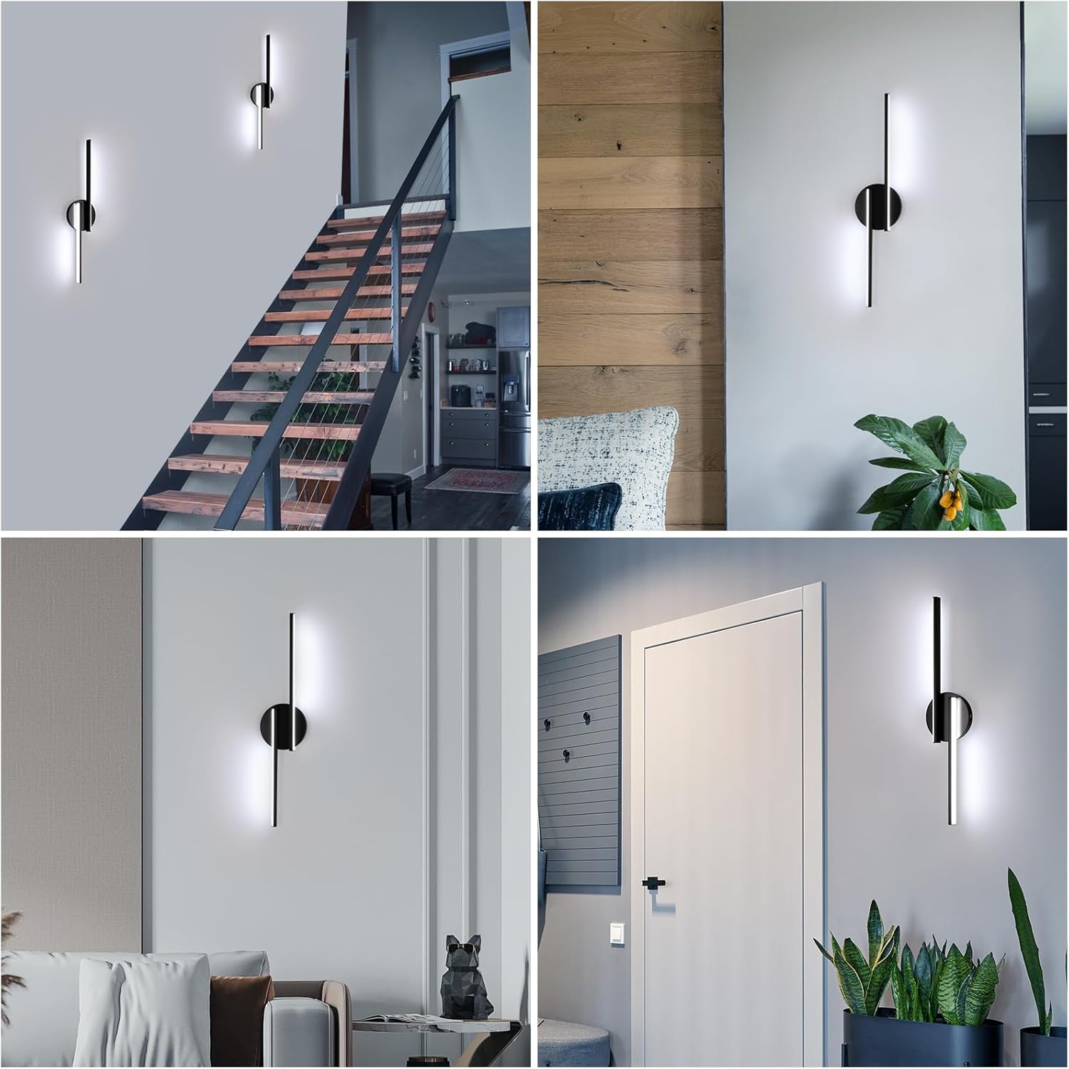Wall Light - Black Aluminium Frame, White Light
