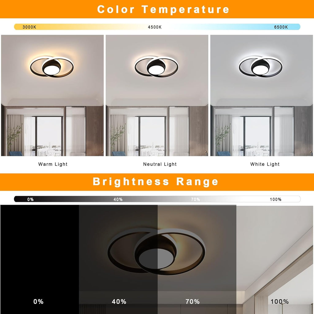 Ceiling Light - Black Metal Frame, Tunable and Dimmable