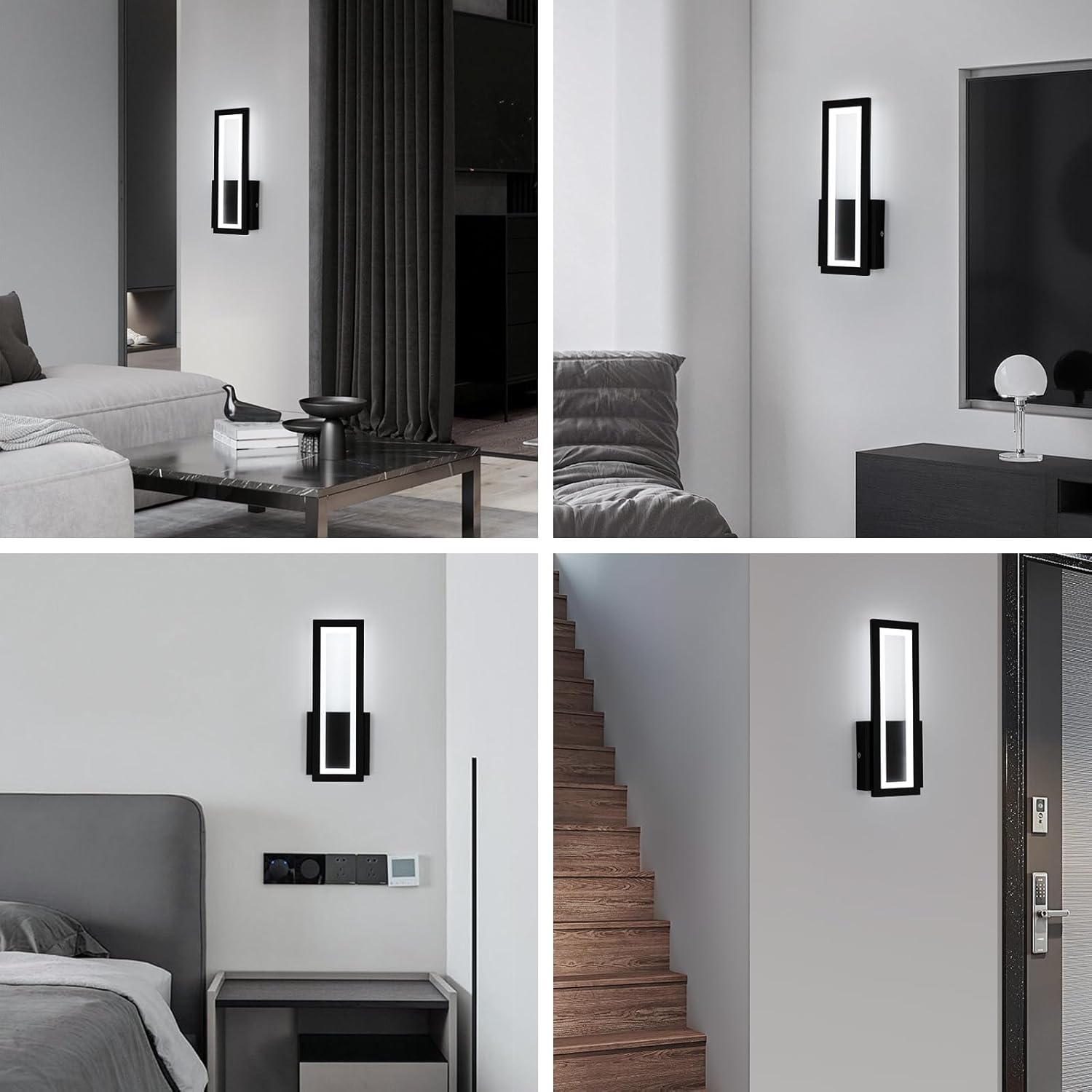 Wall Light - Black Acrylic Frame, White Light