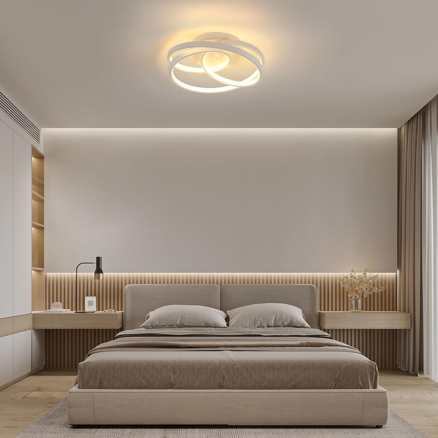 Ceiling Light - White Aluminium Frame, Warm Light