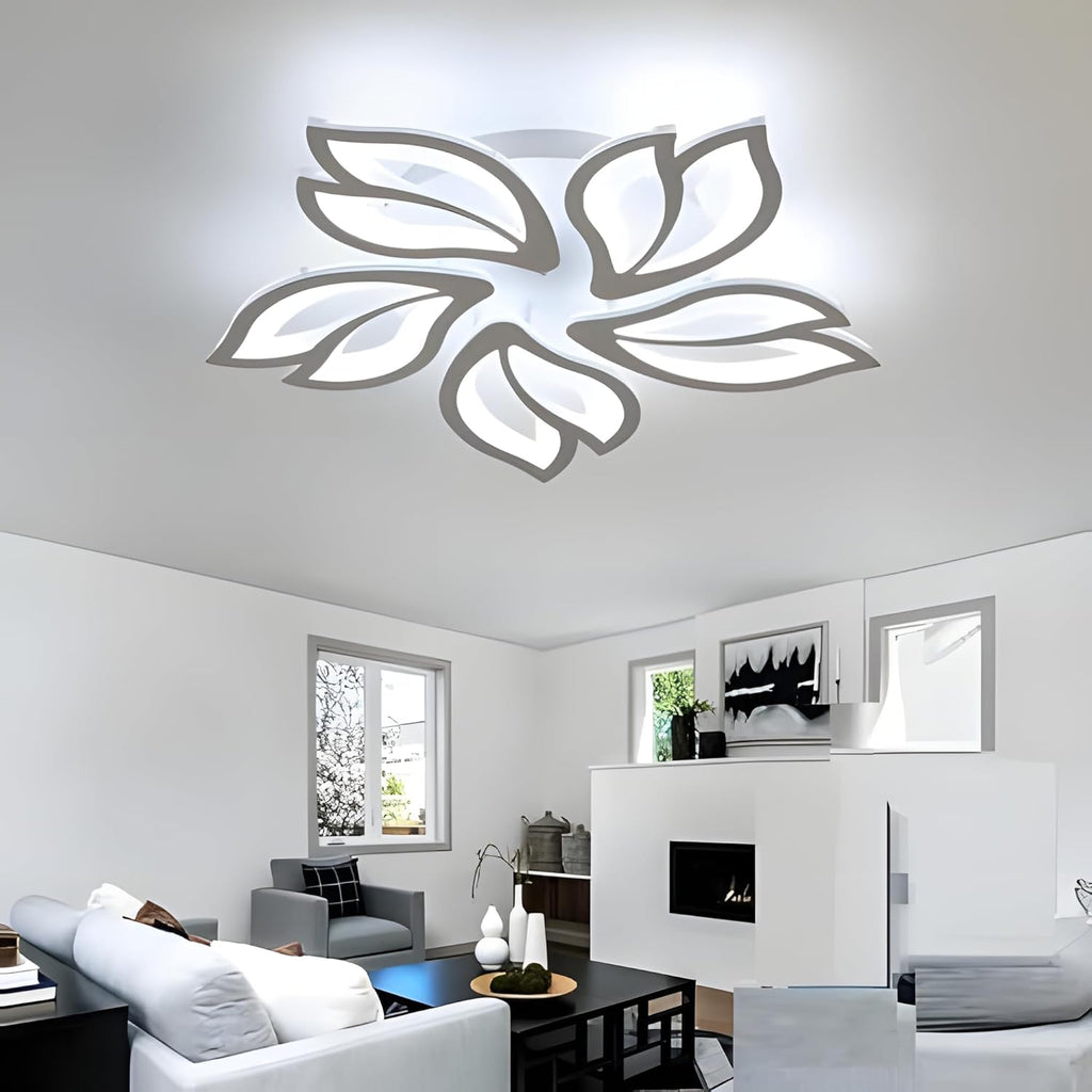 Comely Plafonnier LED Créatif Pétales Design, 65W Lampe de Plafond Acrylique, Moderne Blanc Luminaire Plafonnier LED pour Chambre Salon Salle à Manger Cuisine Couloir, Blanc Froid 6500K