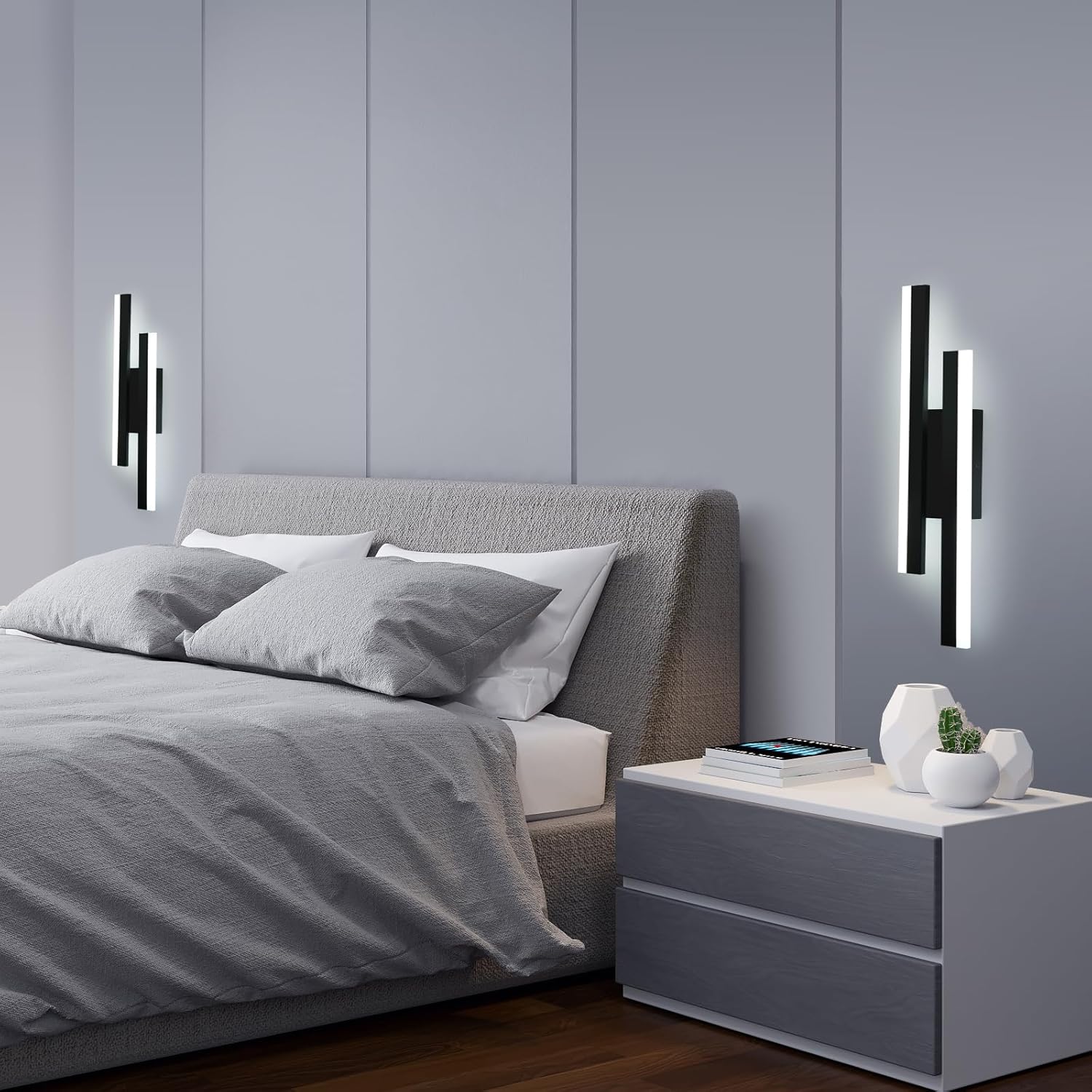 Lampada da parete - Struttura in acrilico nero, luce bianca