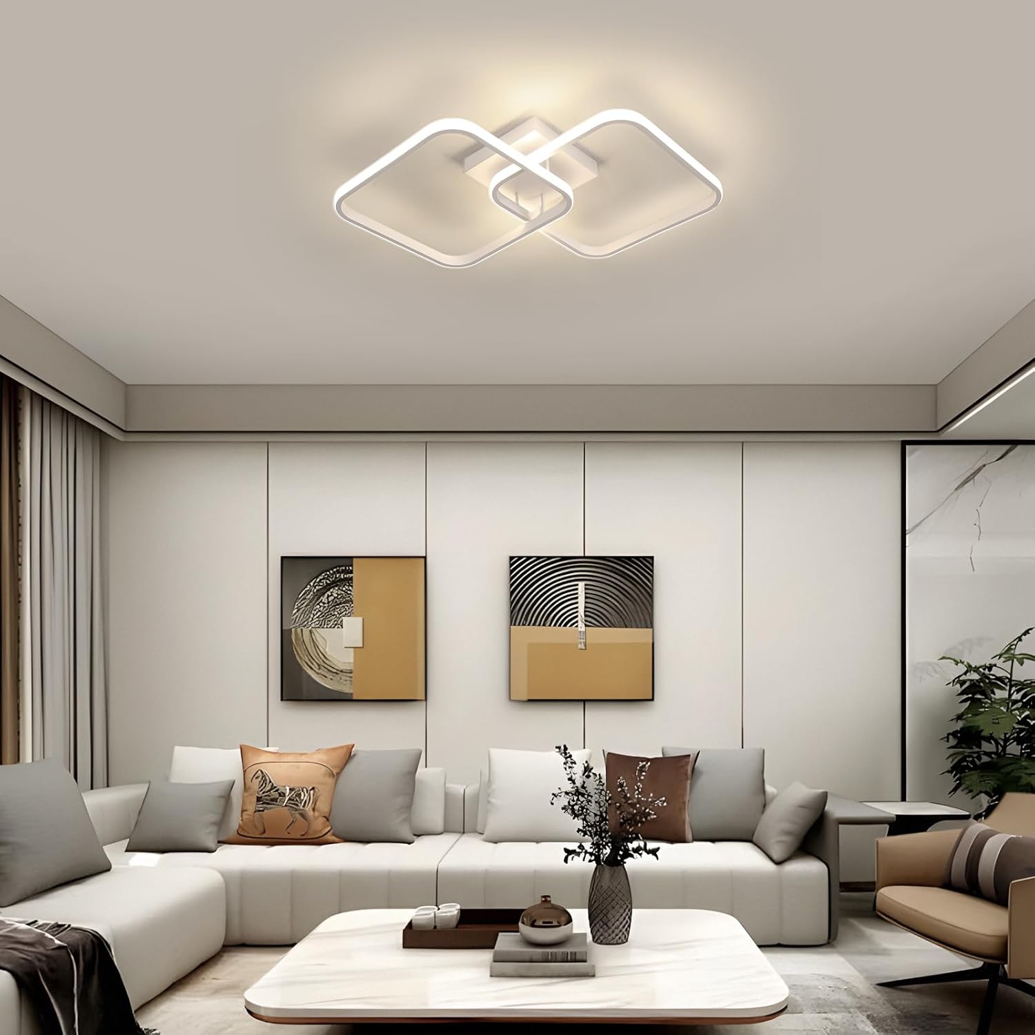 Ceiling Light - White Aluminium Frame, Natural Light