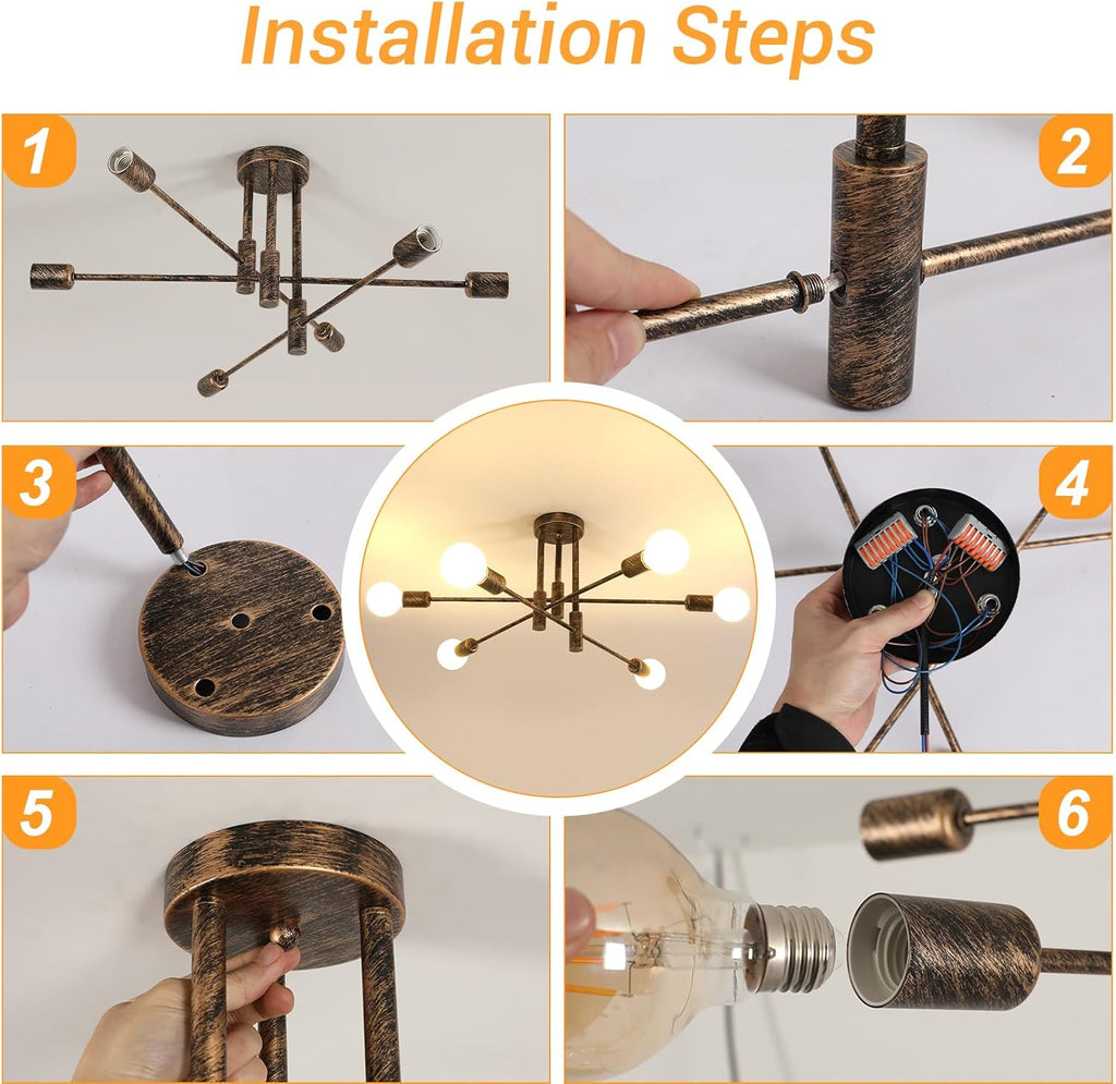 Ceiling Light - Gold Bronze Metal Frame