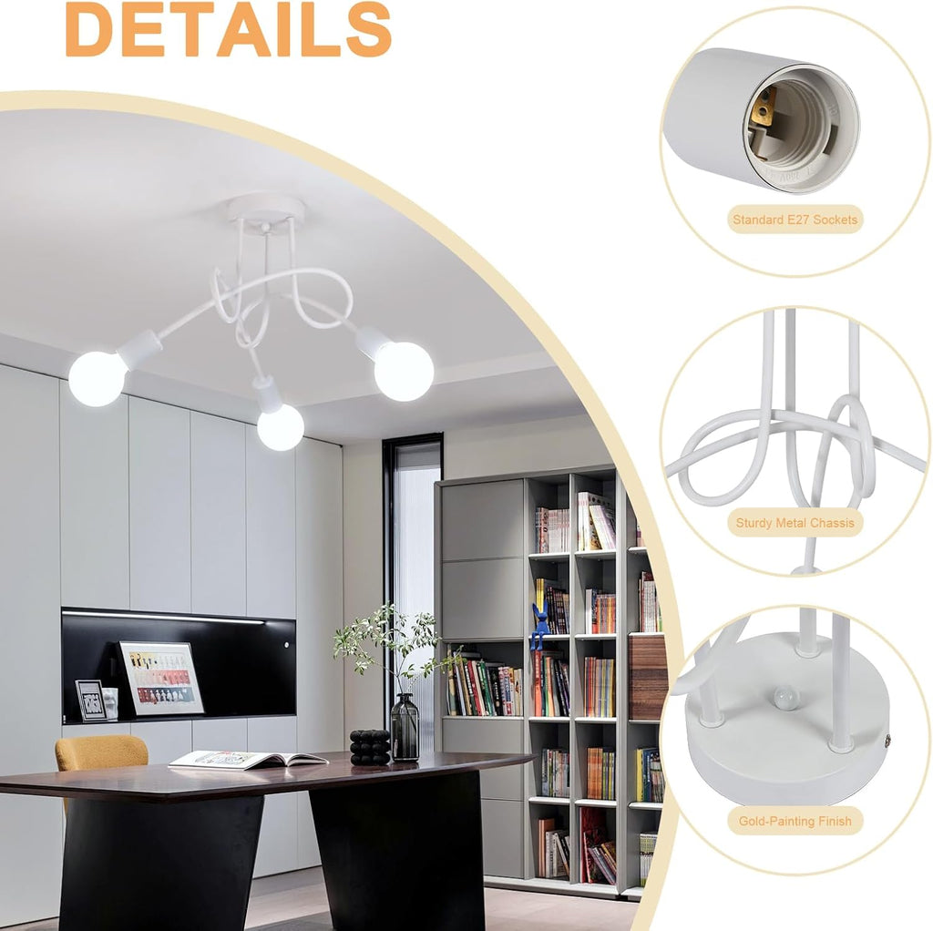 Ceiling Light - White Metal Frame
