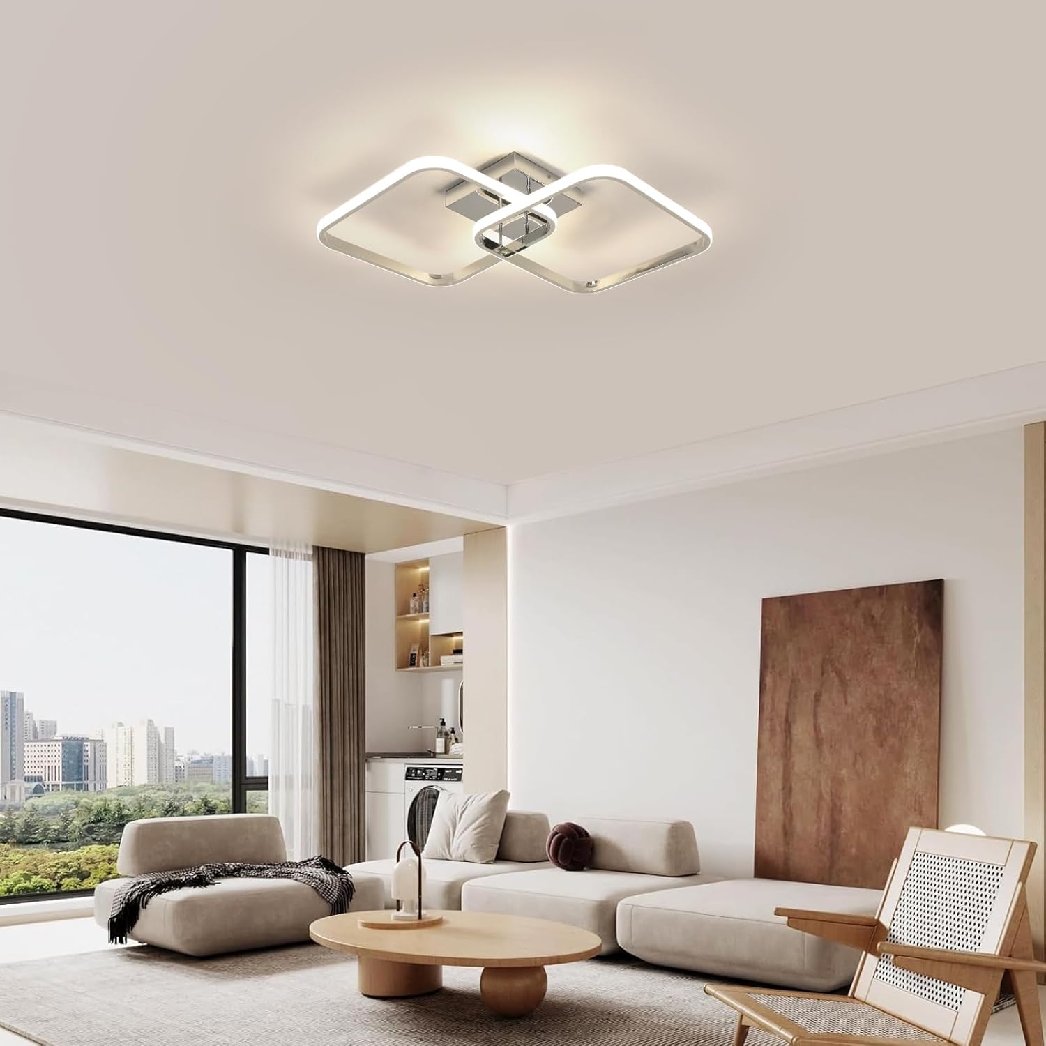 Ceiling Light - Chrome Aluminium Frame, Natural Light