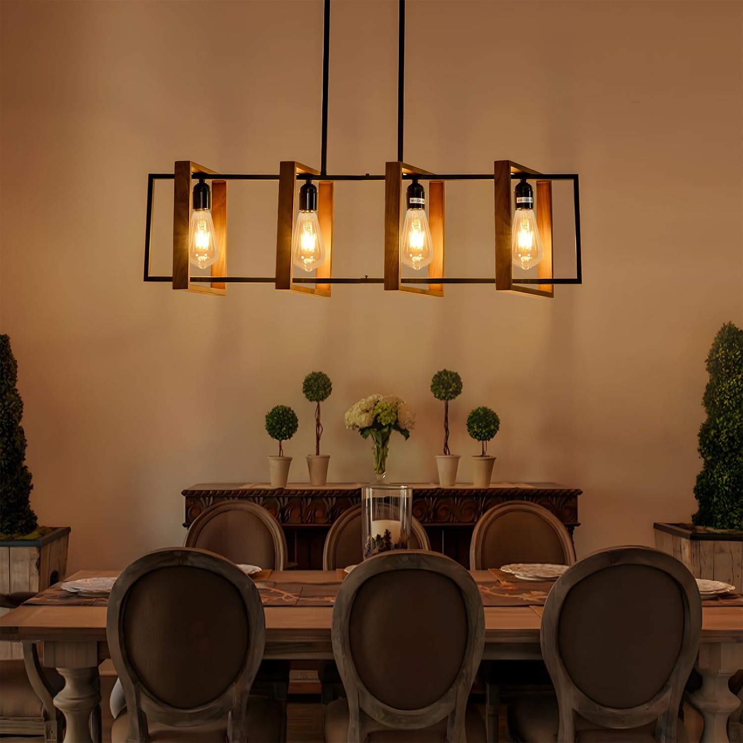 LED Light Bulbs - Amber Glass Frame, Warm Light