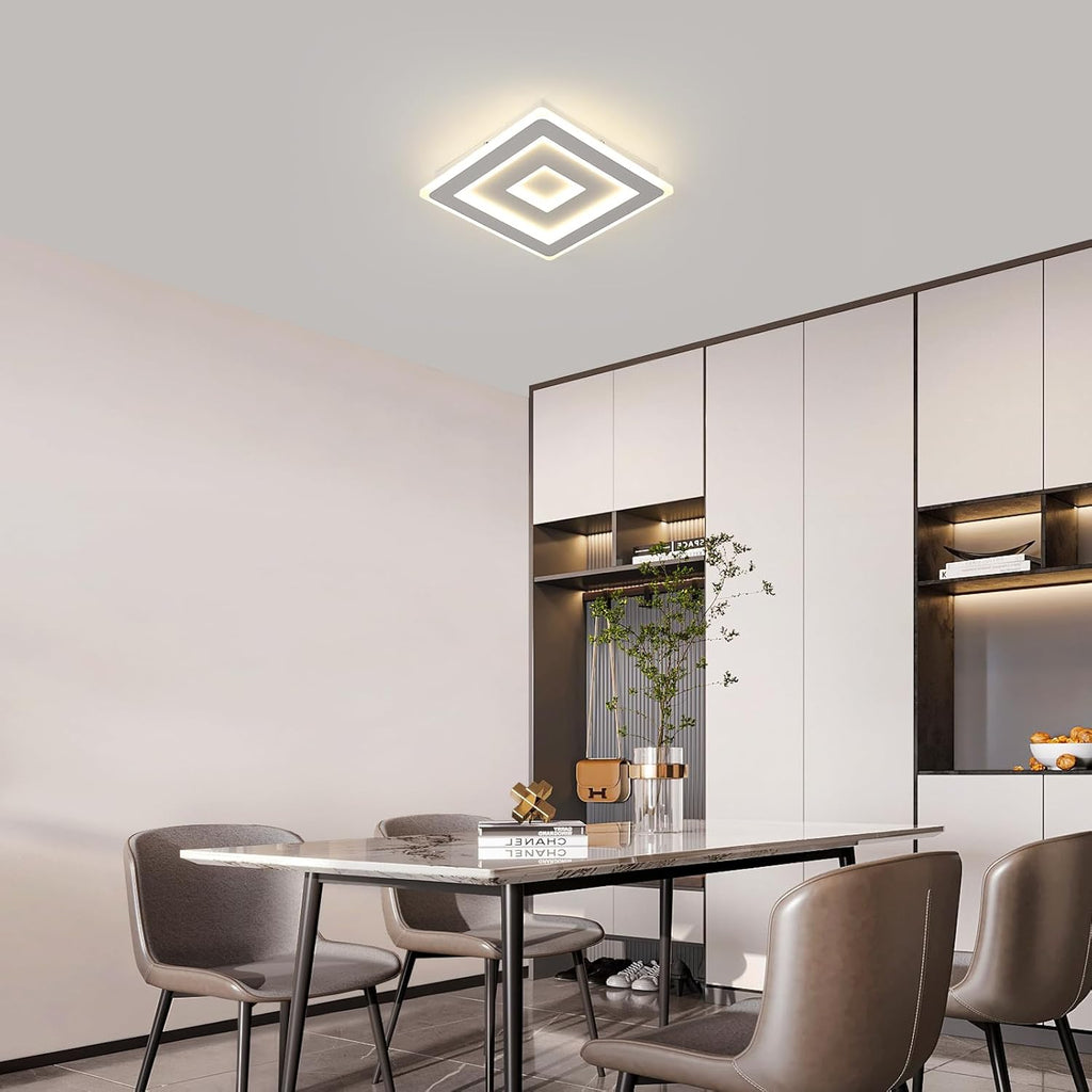 Comely Plafonnier LED Carré Moderne, 52W Lampe de Plafond LED, Acrylique Luminaire Plafonnier Intérieur Blanc pour Chambre à Coucher, Salon, Couloir, Lumière Naturelle 4500K, 40cm