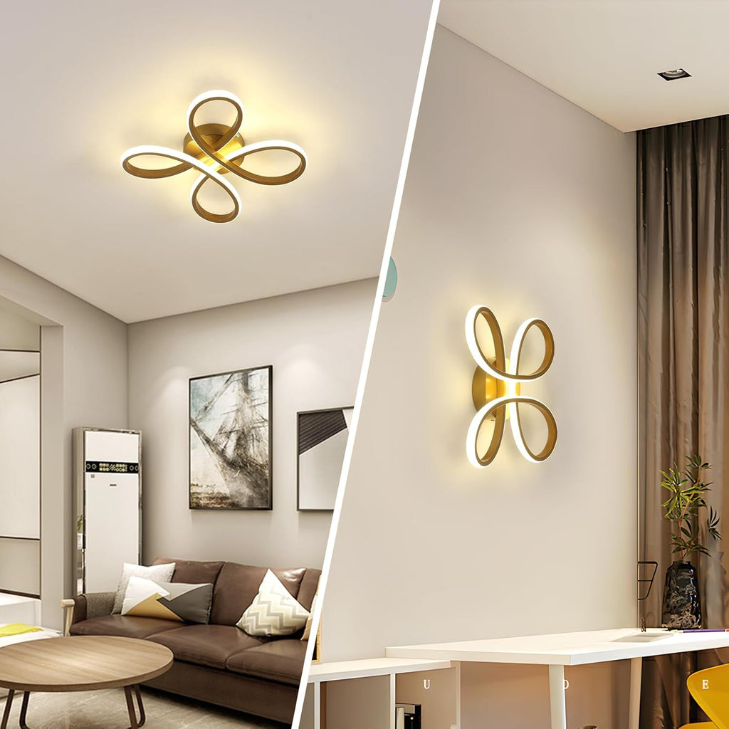 Comely Plafonnier LED Moderne, 30W 3375LM 30cm Lampe de Plafond, Luminaire Plafonnier LED pour Chambre salon, Salle à manger Cuisine, Lumière Neutre 4500K, Or